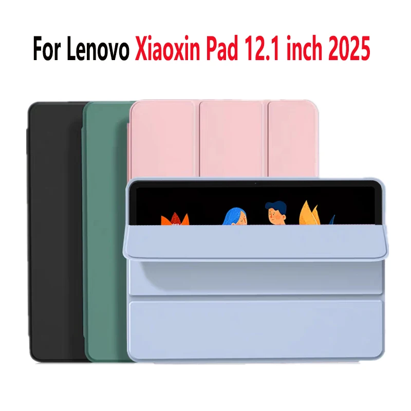For Lenovo Xiaoxin Pad 12.1 2025 Case TB365FC 12.1"Tri-Folding Stand Magnetic Soft TPU Back Cover for Xiaoxin Pad 12.1 Inch Case