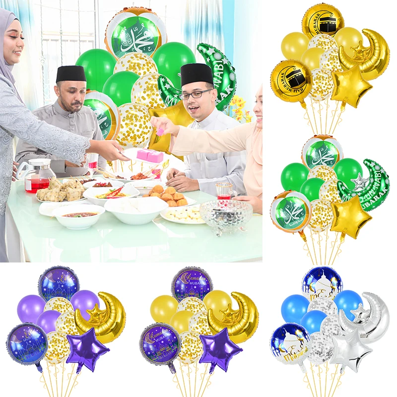 

10Pc Eid Mubarak Moon Star Foil Confetti Latex Ballon Set Ramadan Mubarak Air Globos Muslim Islamic Eid Al-adha Party Decoration