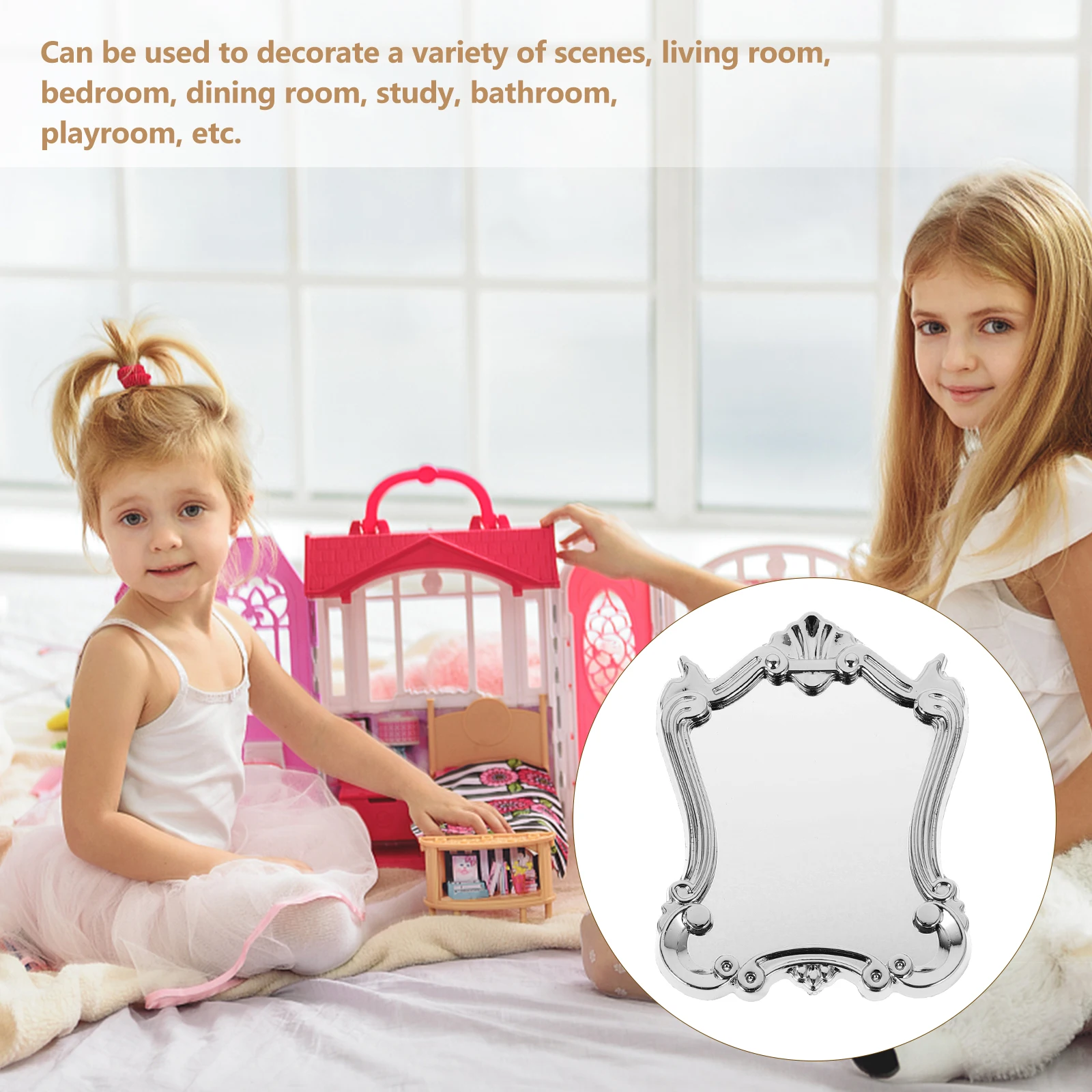 

Mini Furniture Mirror Dollhouse Bathroom Decor Miniature Ornament Accessories Food Play Child
