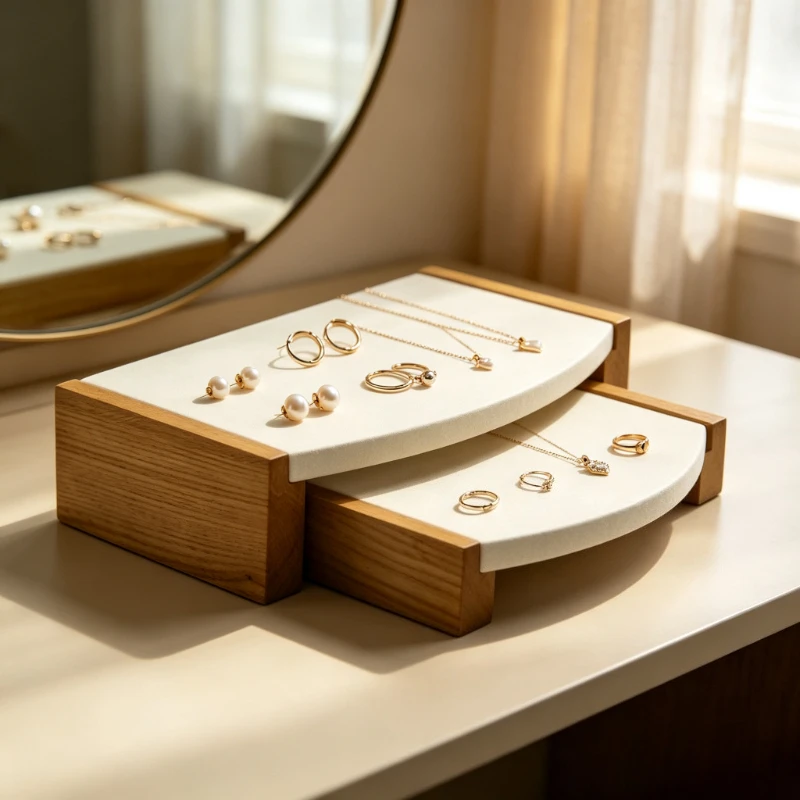 Creative Stool Type Jewelry Display Stand Solid Wood Ring Bangle Holder Luxury Jewellery Showcase Prop Boutique Ornament Decor