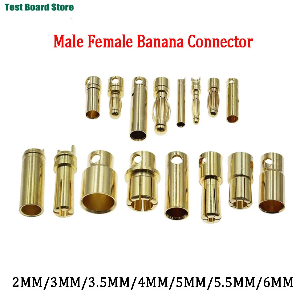 

2mm 3mm 3.5mm 4mm 5mm 5.5mm 6mm RC Battery Gold-plated Bullet Banana Plug High Quality Male Female Bullet Banana Connector
