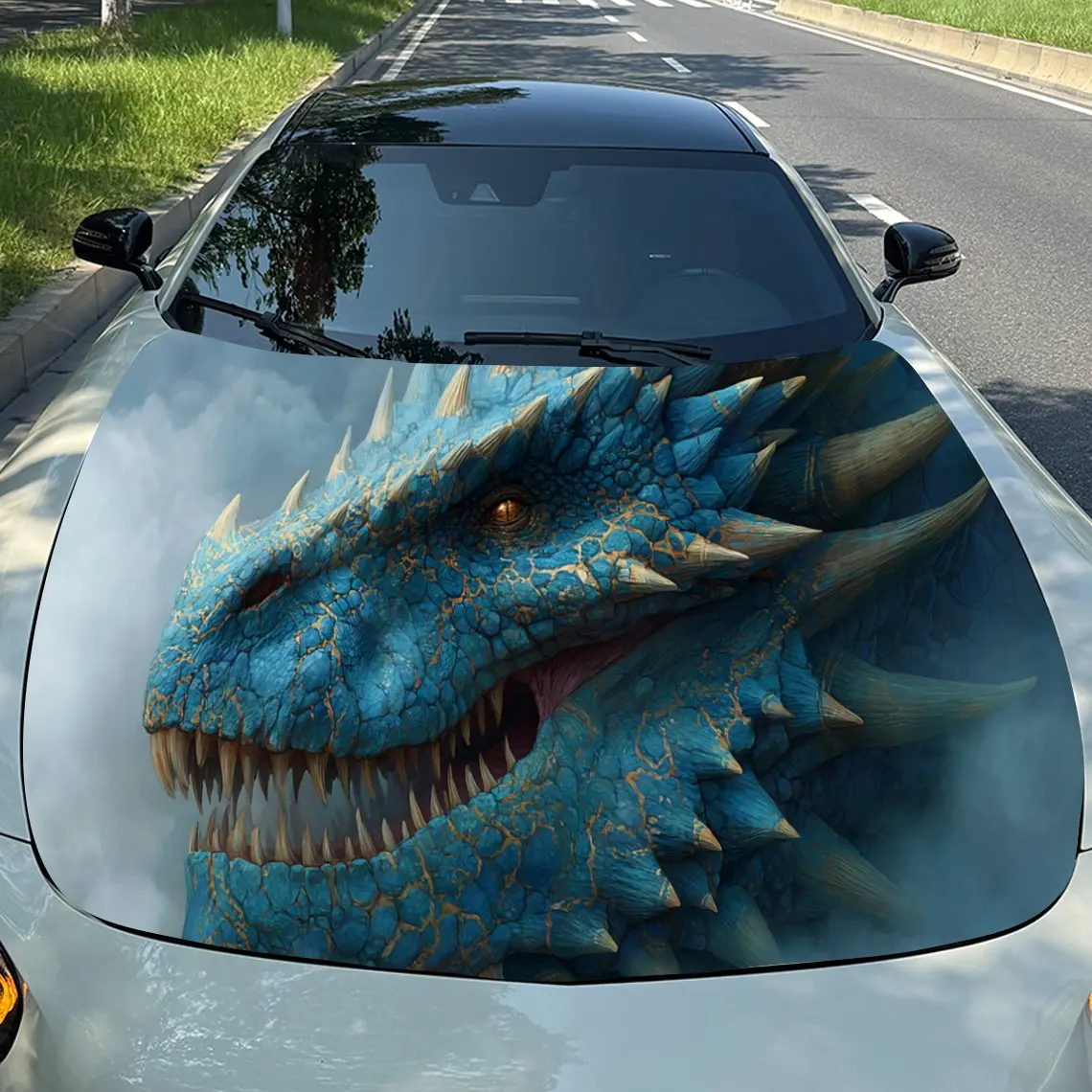 

Cool Dragon - Themed Car Hood Stickers - Self-Adhesive, Waterproof and Durable Vinyl Wrap, Decorate And Protect Your Car, Fit F