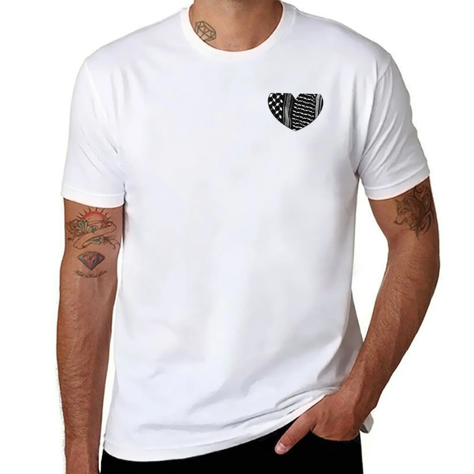

man t t white on Heart shirts - man White Black T-Shirt for graphic shirt pack Keffiyeh