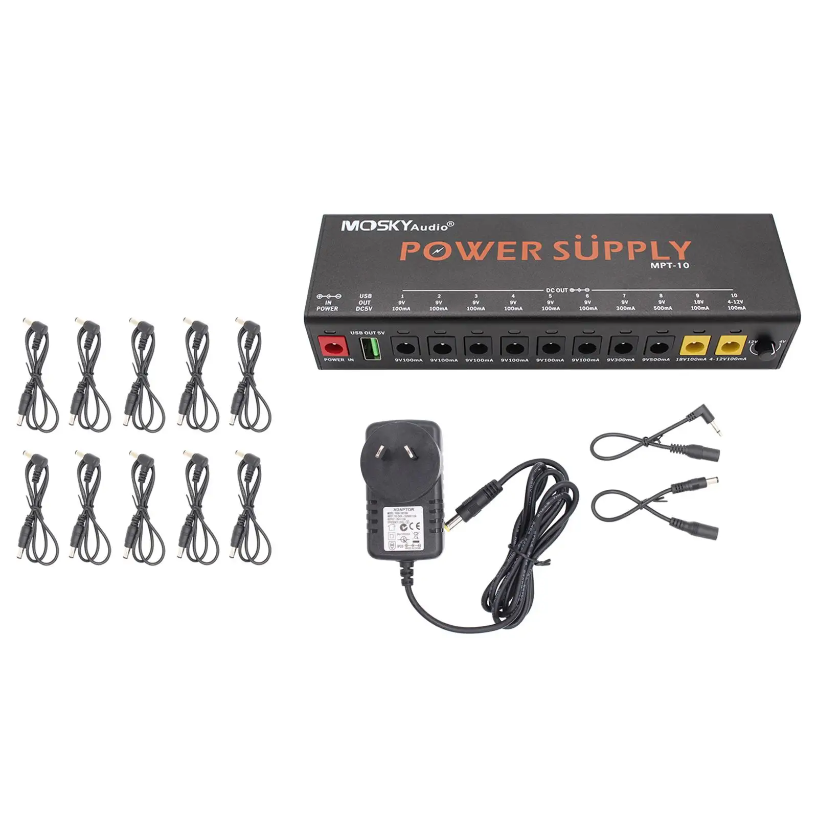 

Guitar Pedal Power Supply Durable Multipurpose Sturdy Professional for 18V Guitar Bass Effects Pedal 10 Isolated Outputs