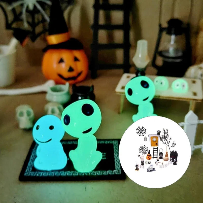 

Halloween Themed Dollhouses Set Mini Door Accessories Natural For Creative Family Activities 15UB