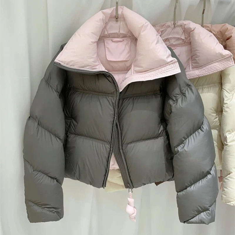 Warm Women\'s Down Jacket Stand Collar Windproof Short Puffer Jacket Thicken Winter Fashion Korean Parkas Coat Women Outwear