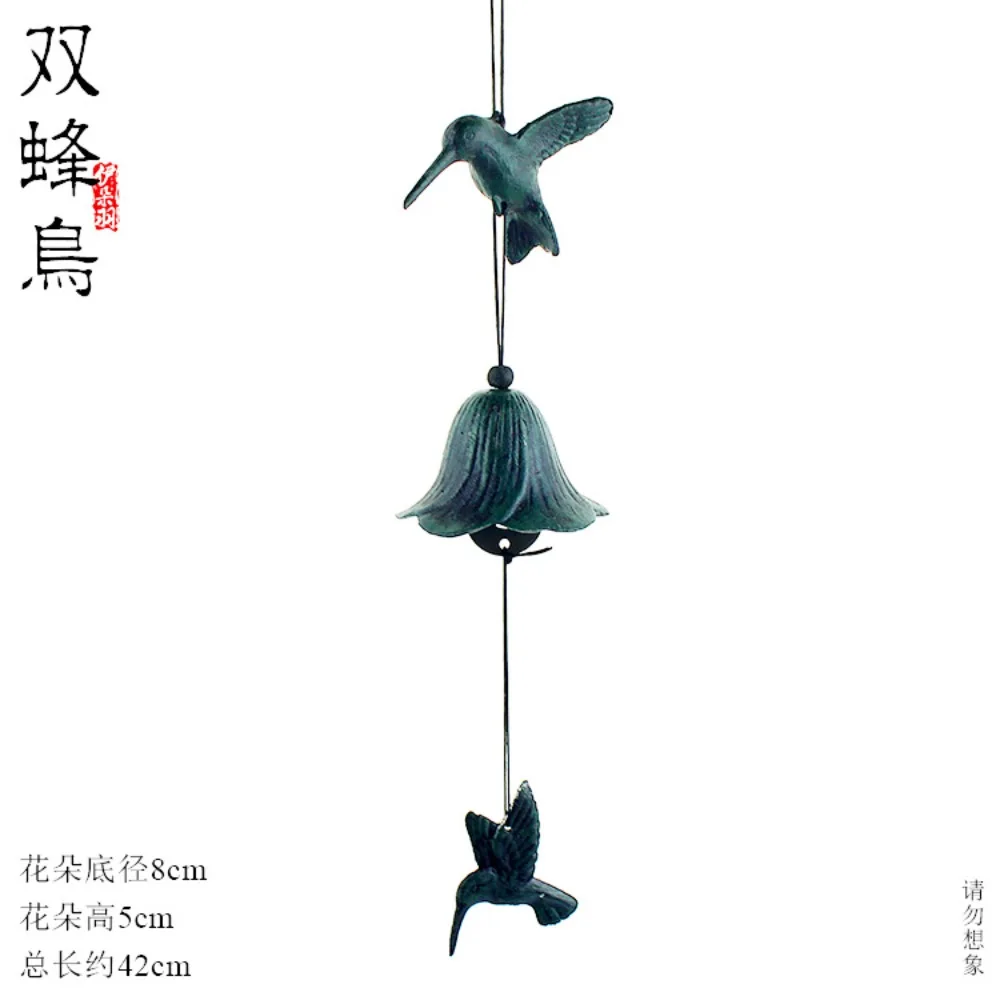 Japanese iron bell outdoor cast iron metal wind chime double hummingbird scenic spot gift pendant ornaments  home decor