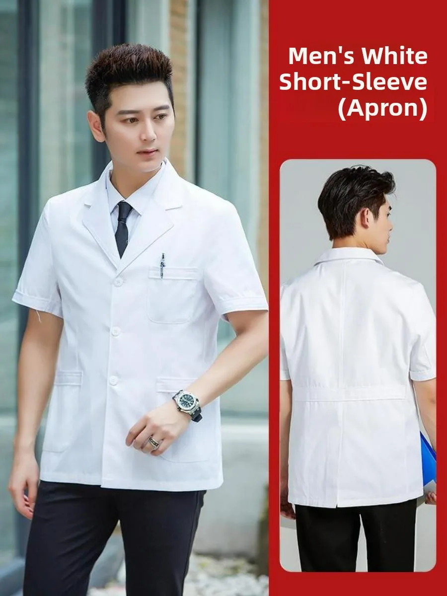 

Men's ort-Sve Lab Coat f-Body Work orm Breathable Spring Summer Medical Doctor's Coat Lightweight School orm