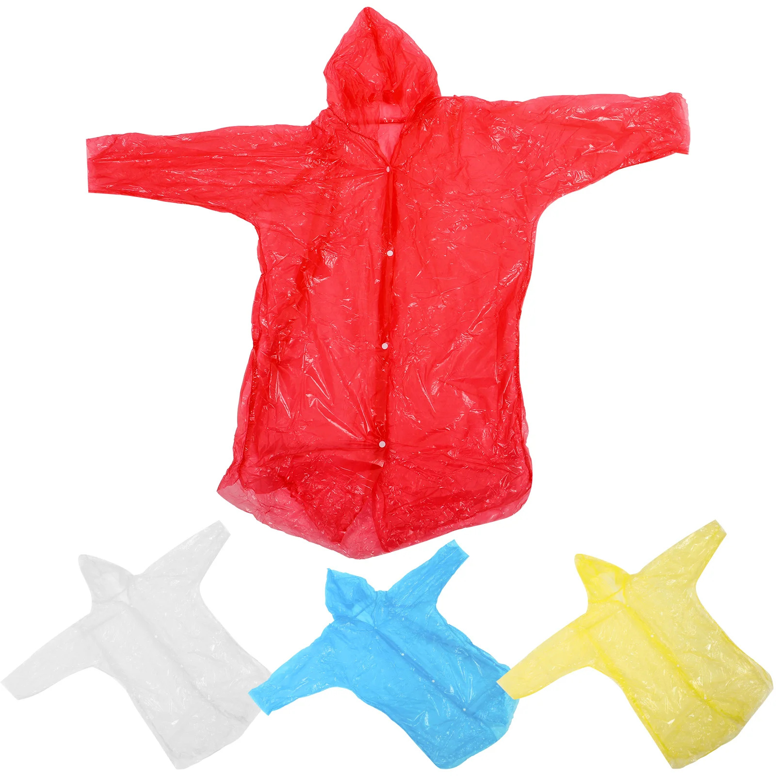 4 Pcs Water Ride Raincoat Portable with Hood Outdoor Mountaineering Adult PE Blue