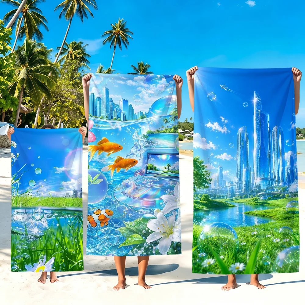 Tropical Preppy Frutiger Aero Art Towel Soft Beach Towels Trip Swim Pool Bathing Towel Gym Spa Home Decor Gift Holiday