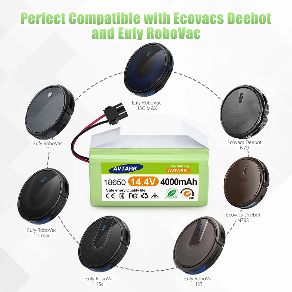 Original 14.4V 12800mAh Replacement Battery for Conga Excellent 990/1090/1790/1990 Deebot N79S/N79/DN622/Robovac 11 Tesvor