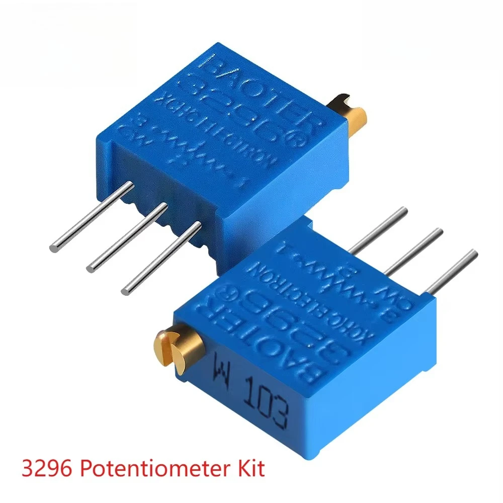 10 قطعة/المجموعة 3296 واط قابل للتعديل الجهد 1 كيلو 2 كيلو 5 كيلو 10 كيلو 20 كيلو 50 كيلو 100 كيلو 200 كيلو 500 كيلو 1 متر 3296 واط متعدد بدوره Trimpot الانتهازي الجهد #5