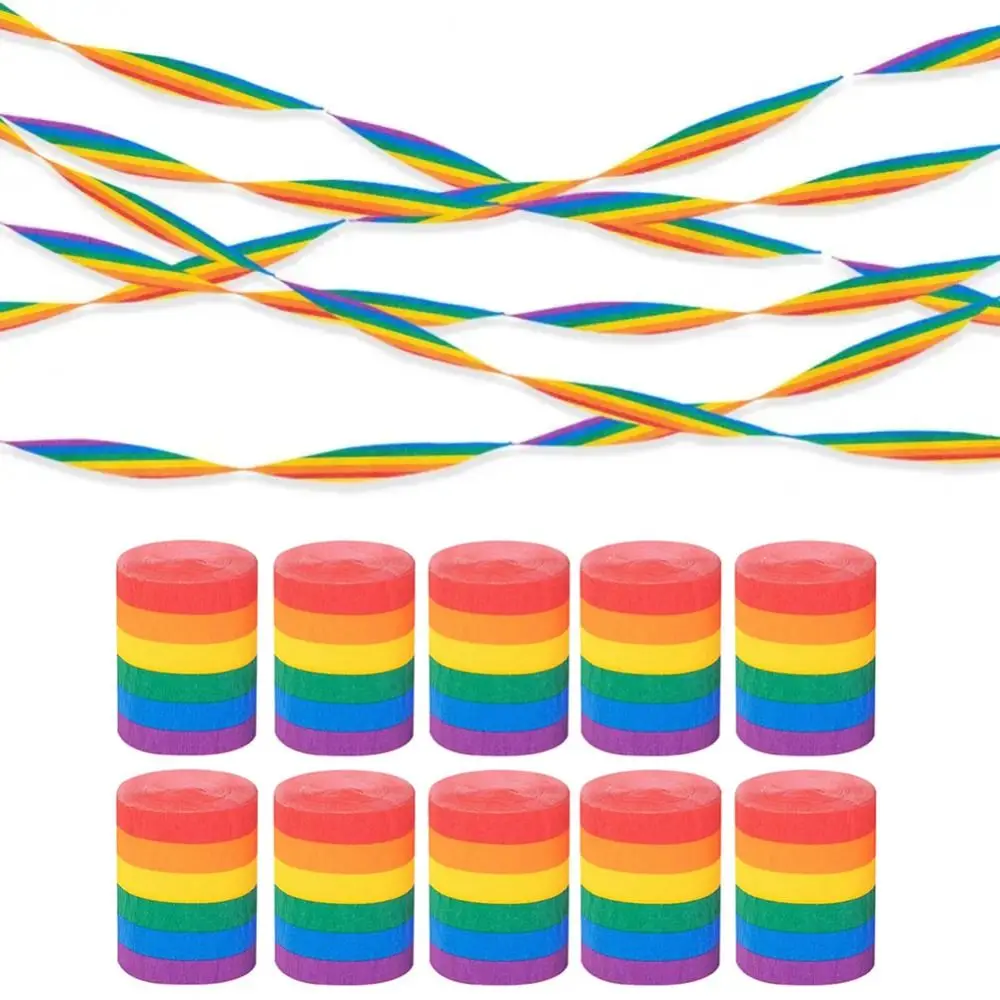 

10Rolls Colorful Rainbow Crepe Paper Vibrant Colors Residue-Free Crepe Tissue Paper Roll DIY Decoration Easy Tear