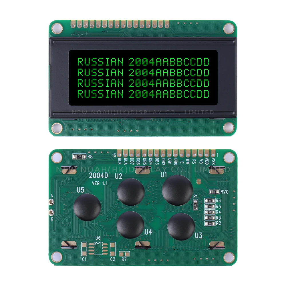 Russian DFSTN Black Film Green 2004D LCD LCM Display Module Dot Matrix Screen 4X20 4*20 16PIN Interface Module 77*47MM ST7066U