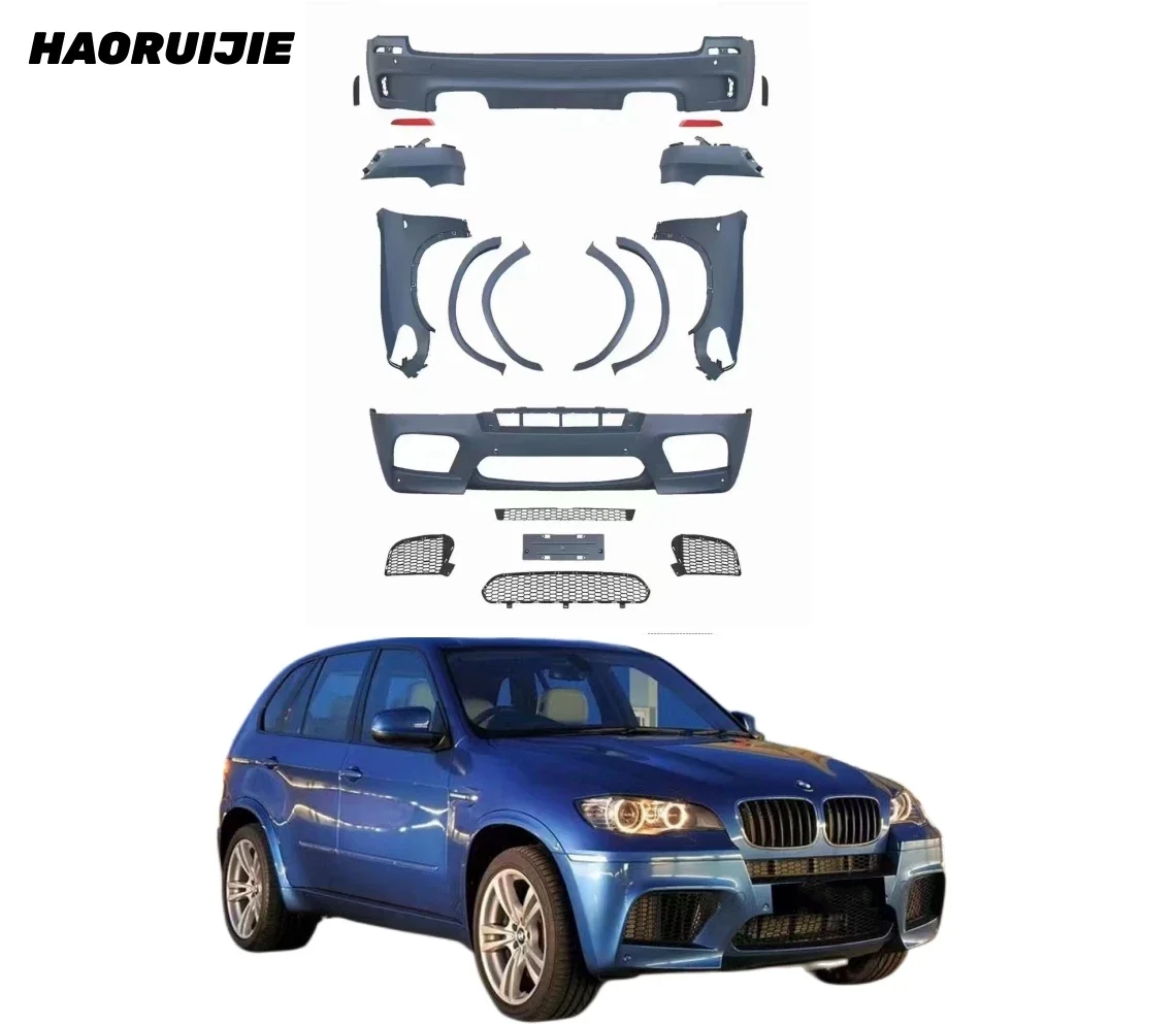 E70 body Kits For 11-13 BMW E70 X5 Upgrade to X5M Bodykit Front bumper rear bumper round eyebrow fenders