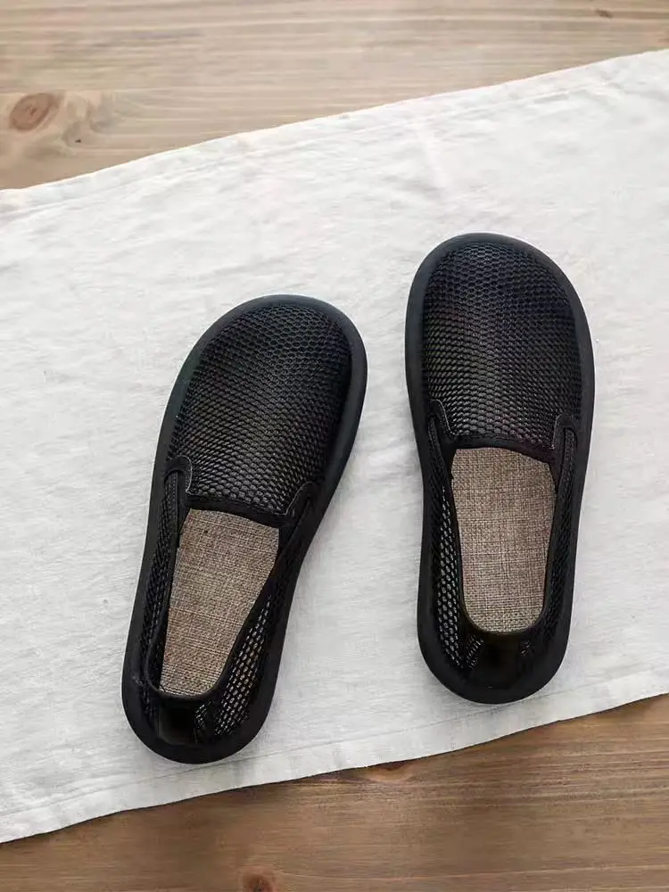 1414  Black mesh perforated shoes, summer hollow breathable flat bottom