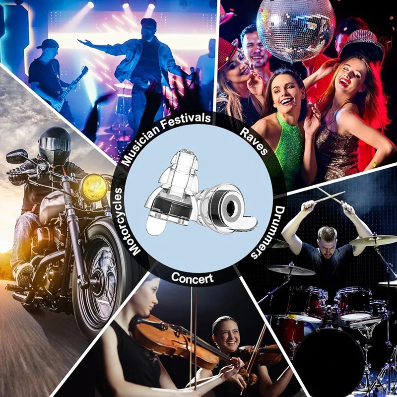 콘서트 음악가용 하이파이 콘서트 귀마개, 소음 감소 귀마개, 24Db 고급 필터, 2 쌍 (검정색) 내구성