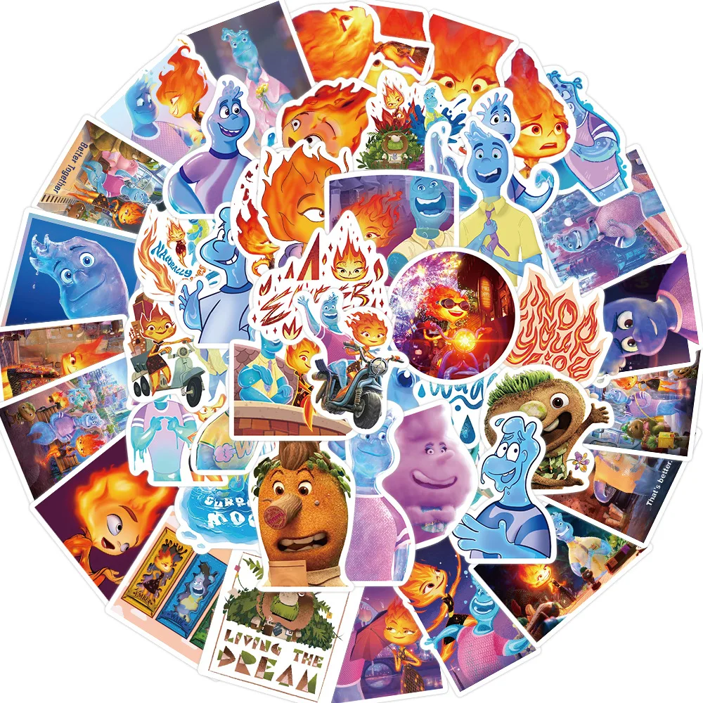 10/30/50PCS Disney Anime Movie Elemental Sticker Cartoon Graffiti Decoration Guitar Notebook Luggage Waterproof Decal Kids Toy