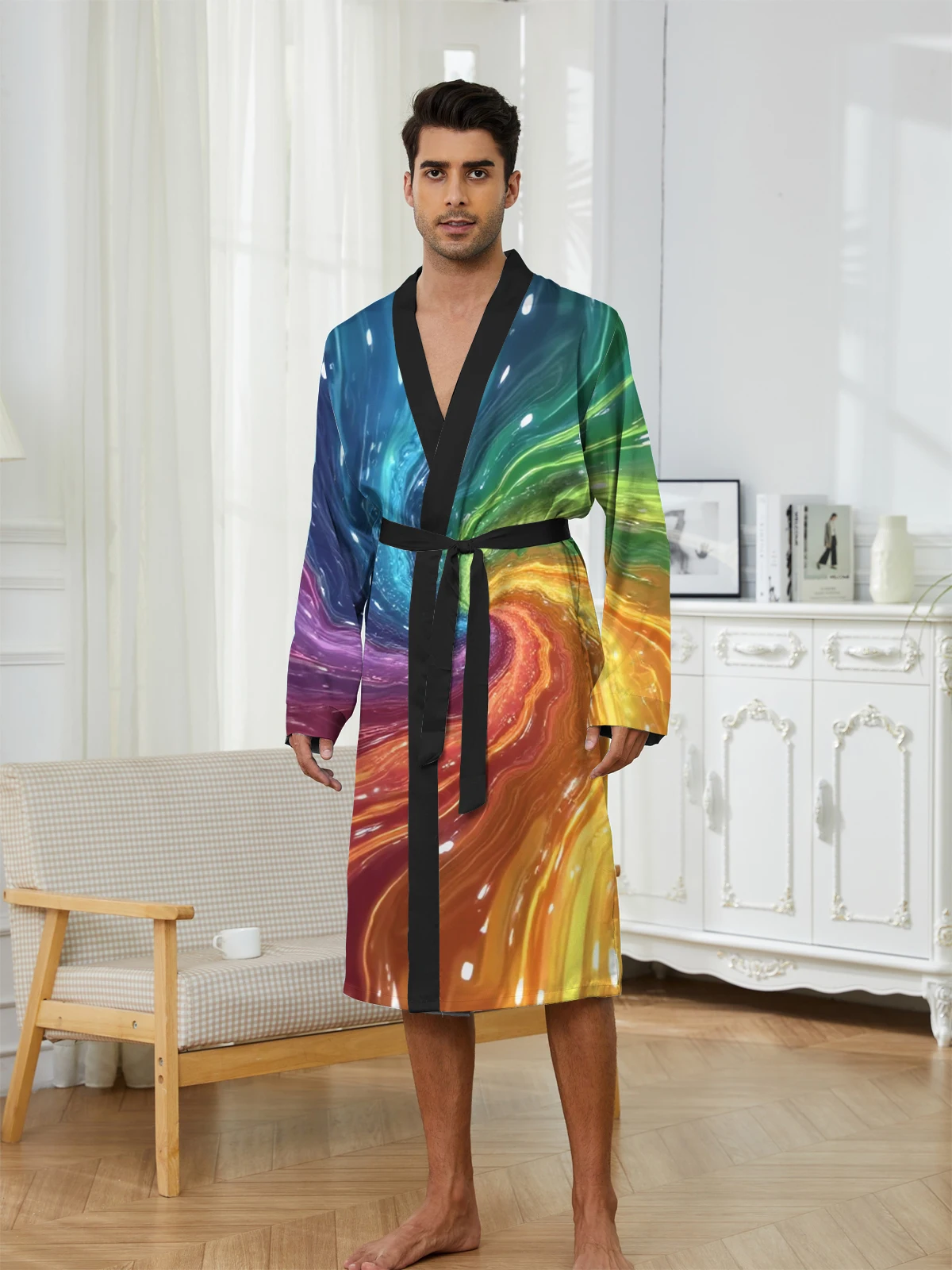 1pcs Men's Robes 2026 Spring/Summer robe Bathrobe men Bathrobe Graphic 3D Printed Shower robe Funny pajamas Breathable