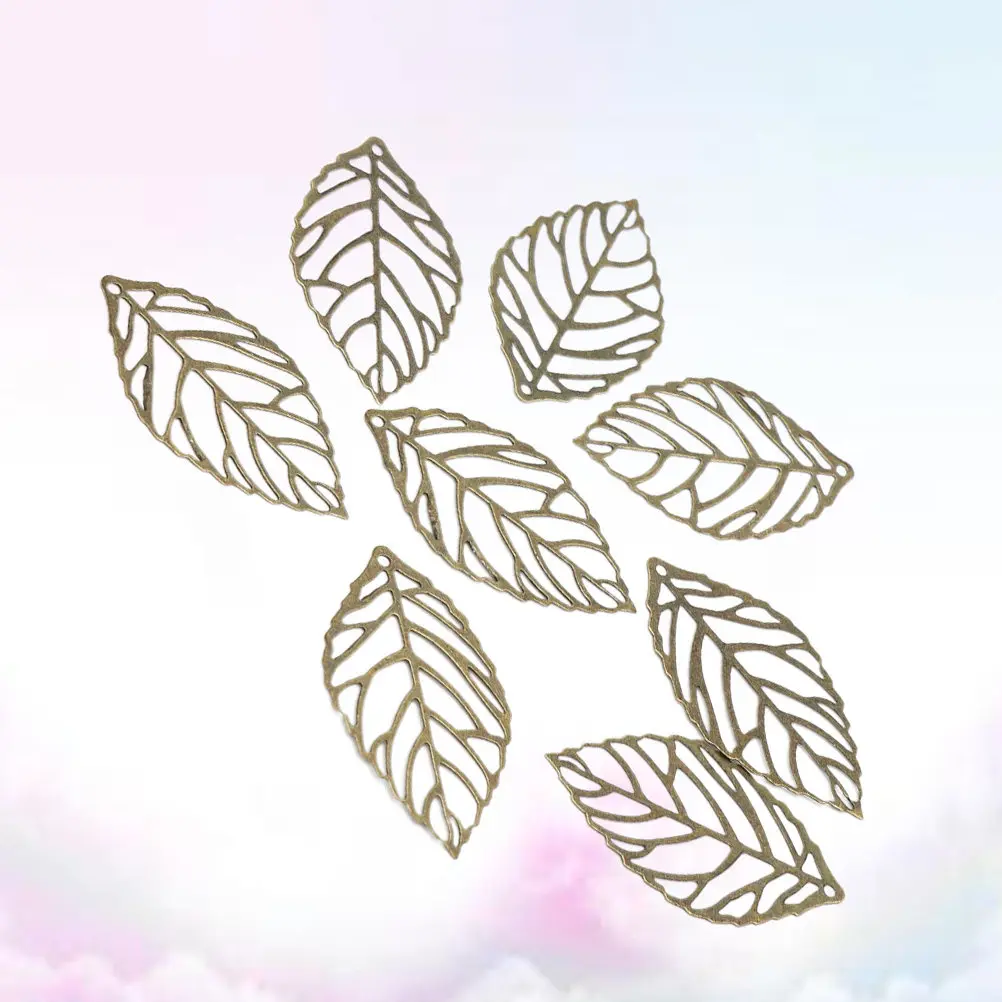 100Pcs Hollow Out Iron Slice Leaves Metal DIY Headdress Materials for Traditional Hairpins Accessories Handmade Craft