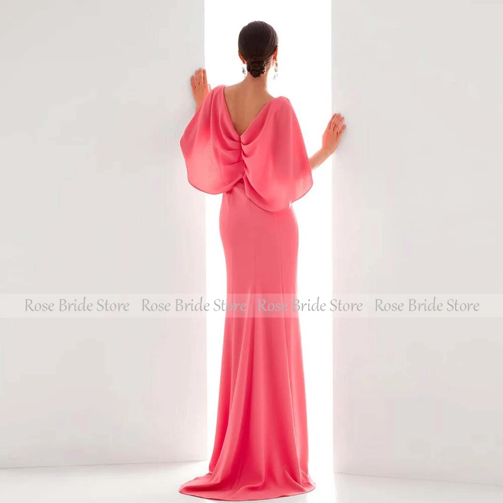 Simple Special Occasion Dresses Pink Mermaid V-neck Floor Length Wedding Party Gowns for Women 2024 Ruched Trumpet Evening Dress