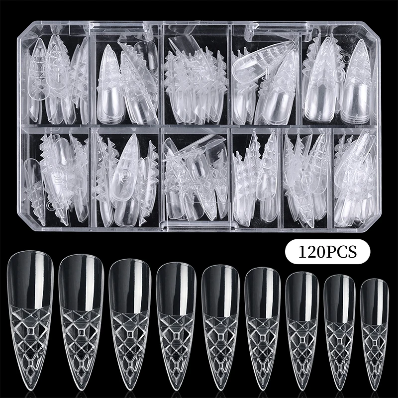 120pcs/Box Acrylic Glaze Fake Nail Tips Trapezoidal False Coloured Square Coffin Press On Nails Full Cover False Extension Set