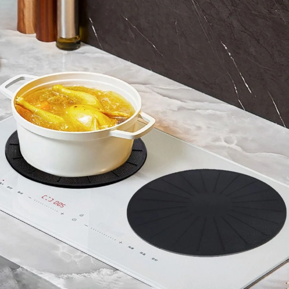 Round Induction Cook-top Mat Silicone Fiberglass Scratch Resistant Cooker Protection Pad Non Slip Heat Resistant