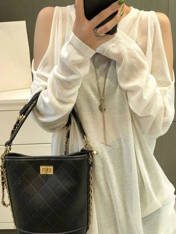 

Трикотажная верхняя одежда средней длины из ледяного шелка с защитой от солнца, верхняя одежда средней длины с колючками для улицы, простые размеры Sli, большие размеры Wo...