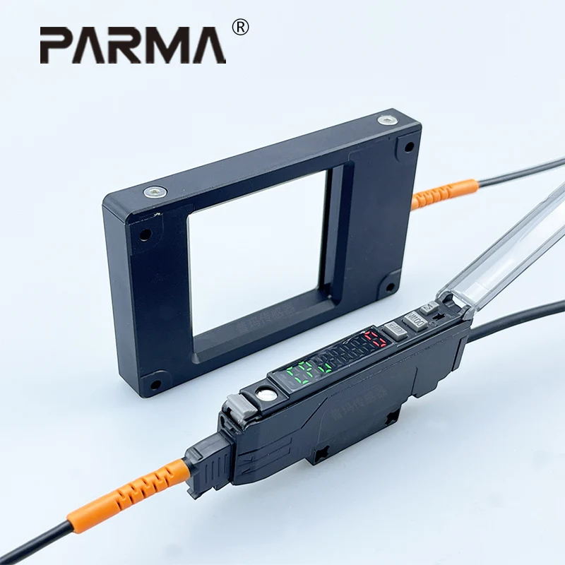 PARMA Fiber Optic Sensor Window Type 12-24V DC 20*20mm 50*50mm 120*120mm Optical Photoelectric Switch for Blanking Detection