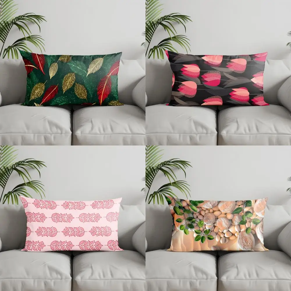 Home Decor Colorful Feather-Print Pillow Cover Suitable For Sofa Bedroom Car Pillow Cover Cushion Rectangular Back Cushion