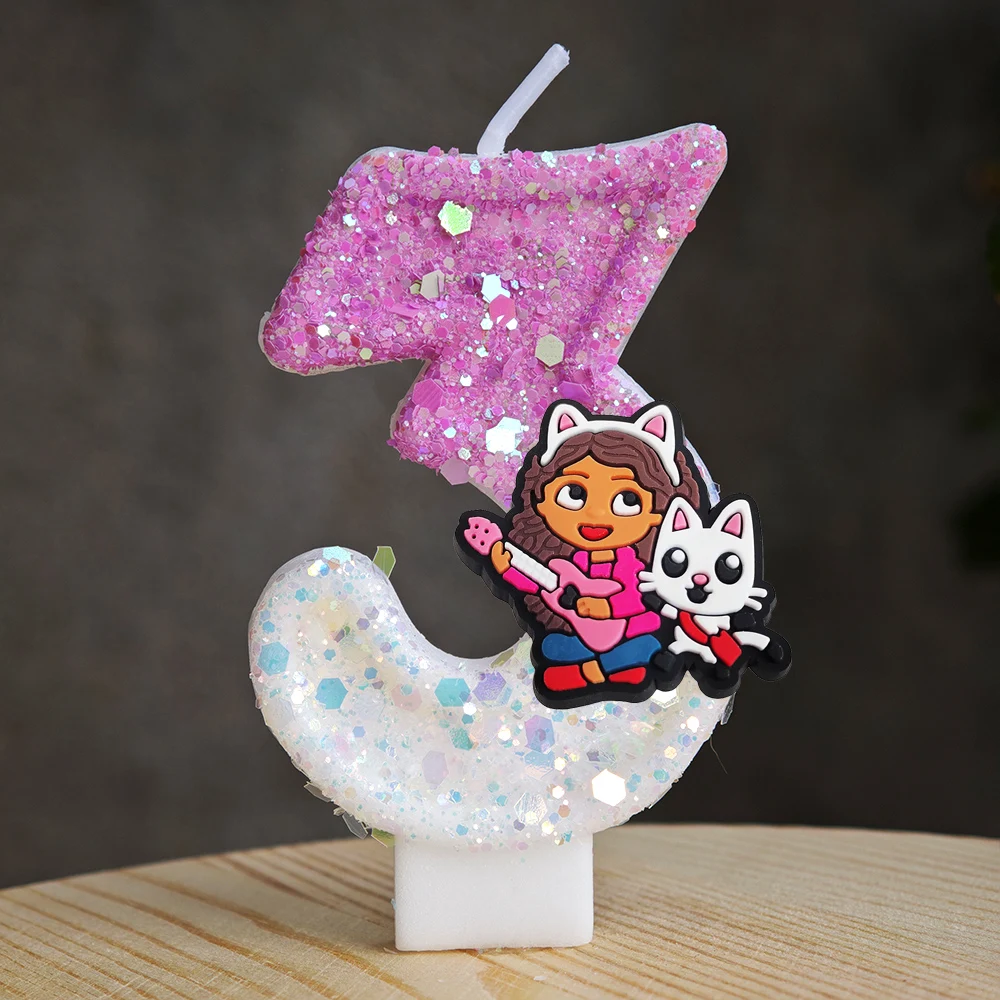 Simpatica candela per casa delle bambole Gabbys numero 0-9 Anime Festa di compleanno per bambini Candele per torta di compleanno Regali per feste per baby shower