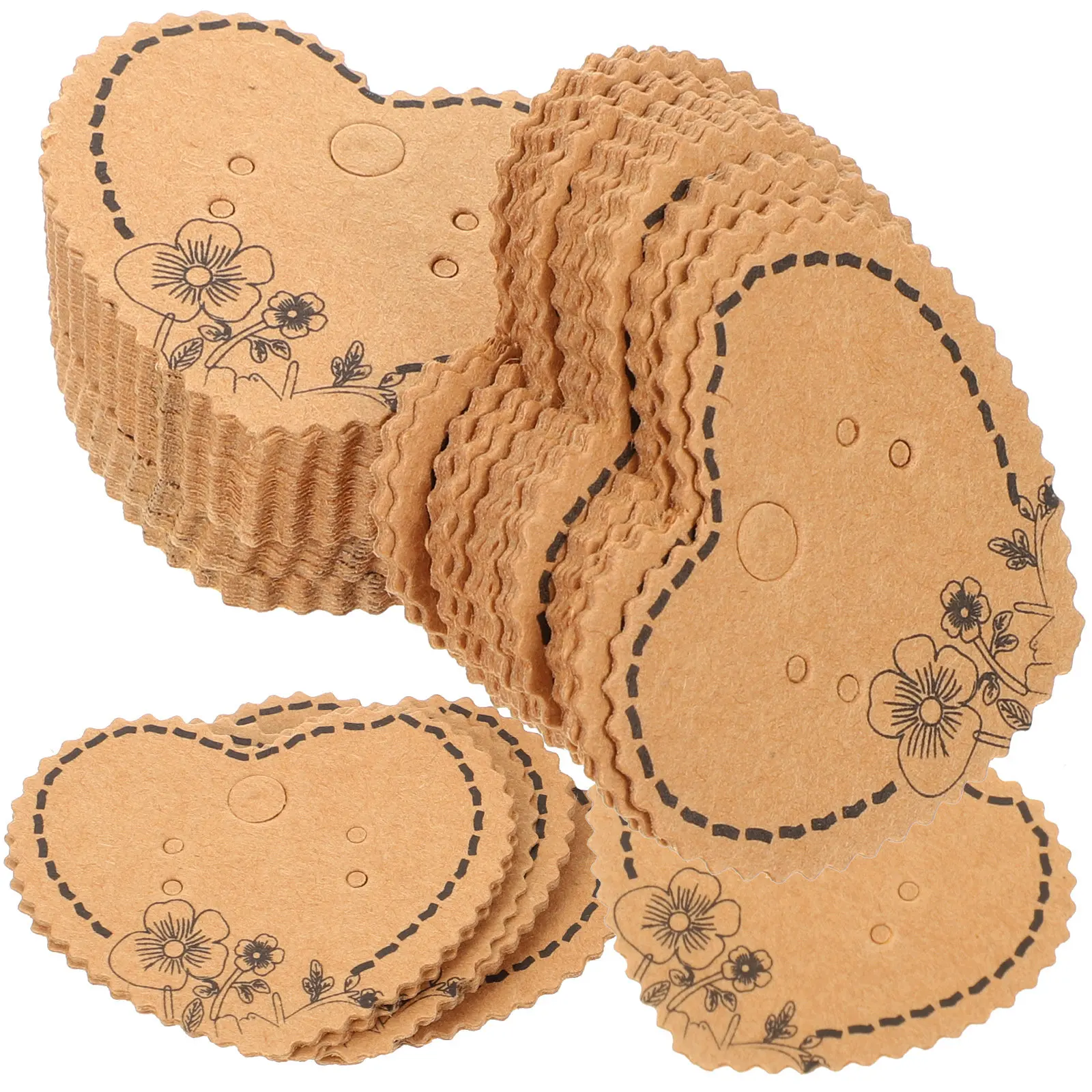 

100Pcs Earring Display Cards Kraft Paper Retro Necklace Jewelry Holder Cards for Packaging Storage Hanging Earrings Organizer