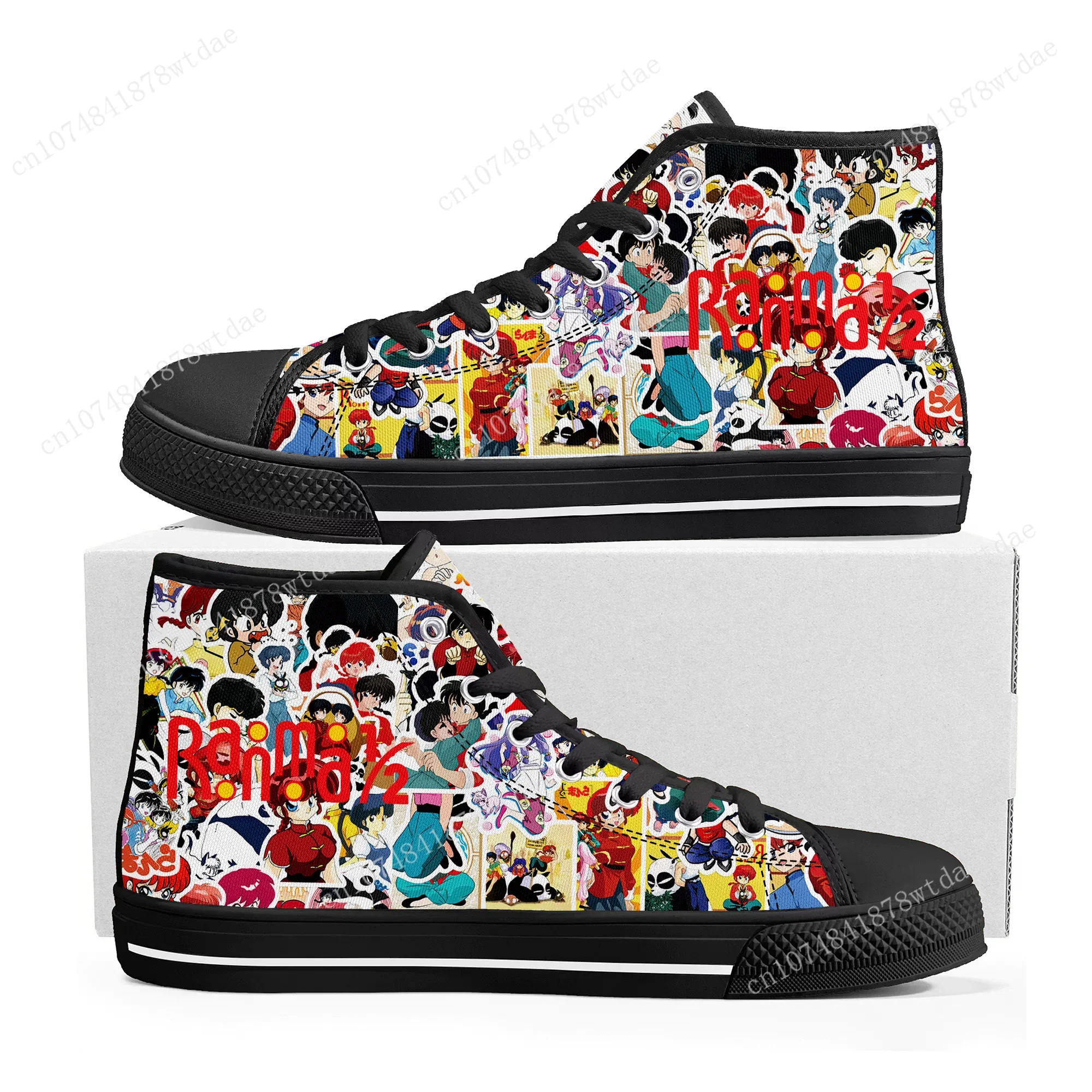 Ranma 1/2 Hoge Top Sneakers Heren Dames Tiener Tendo Akane Hoge Kwaliteit Canvas Sneaker Anime Cartoon Casual Op Maat Gemaakte Schoenen