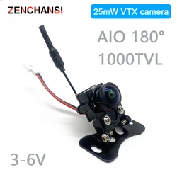 Mini 5.8G FPV 1000TVL szerokokątna kamera 180 VTX 48CH 25MW nadajnik z podstawką do Model RC drona samochodowa łódź DIY