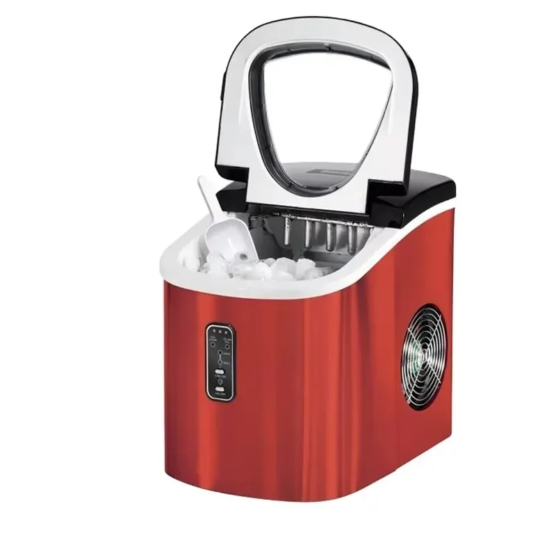 Red Cabinet Black Plastic Top Countertop Cube Ice Maker