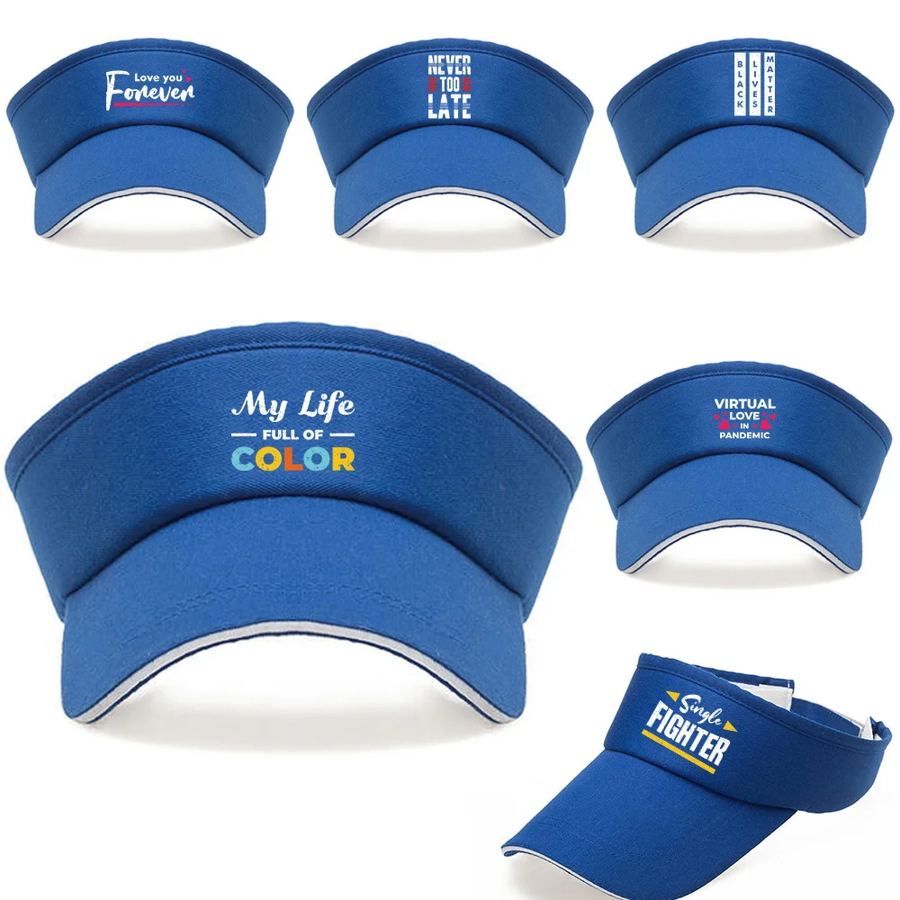 Men Women Golf Workout Sun Visor Phrase Print Empty Top Adjustable Strap Cap for Running Outdoor Fashion Baseball Caps