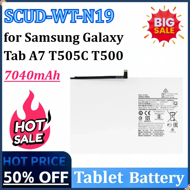 

New SCUD-WT-N19 3.85V 7040mAh 27.1Wh Replacement Tablet Battery for Samsung Galaxy TaA7 T505C T500 High quality Batteria