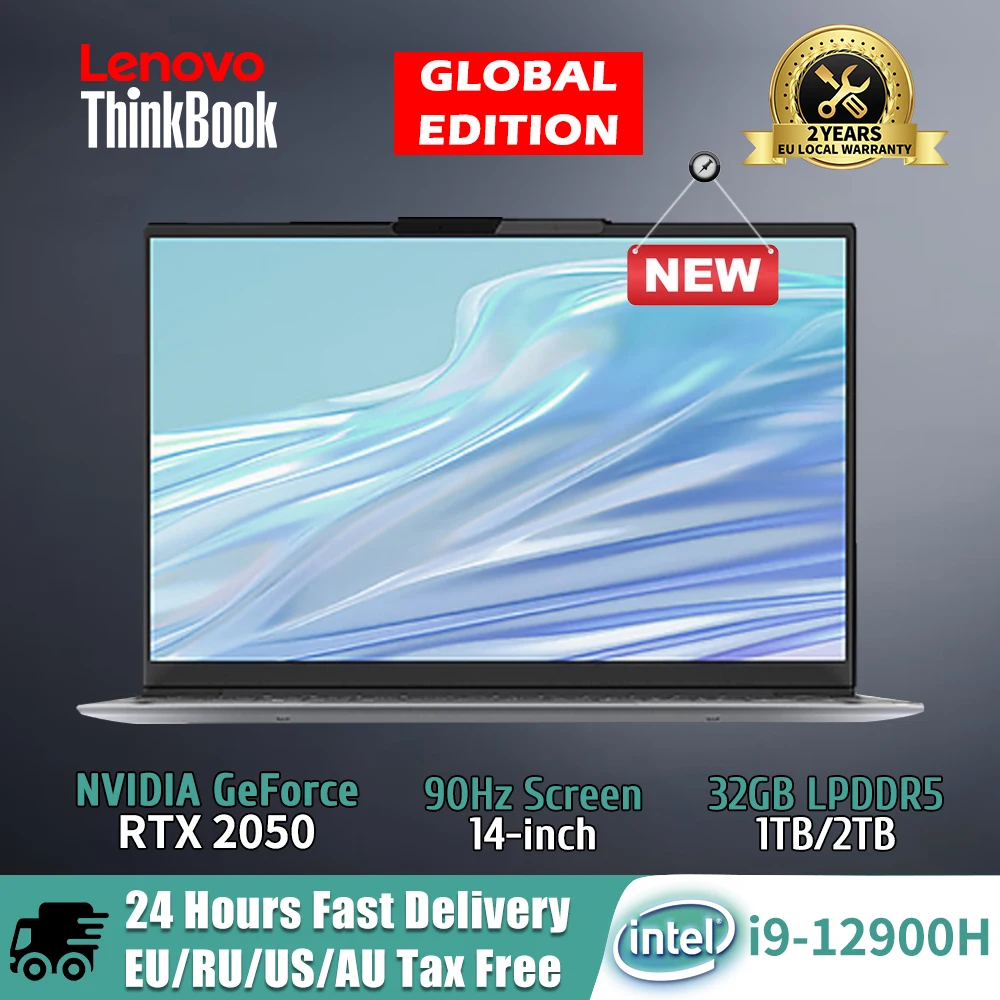 Lenovo ThinkBook 14+ Laptop Intel Core i9-12900H RTX2050 16 GB di RAM 512 GB SSD 14 pollici 2,8 K 90 Hz Velocità di aggiornamento PC notebook sottile