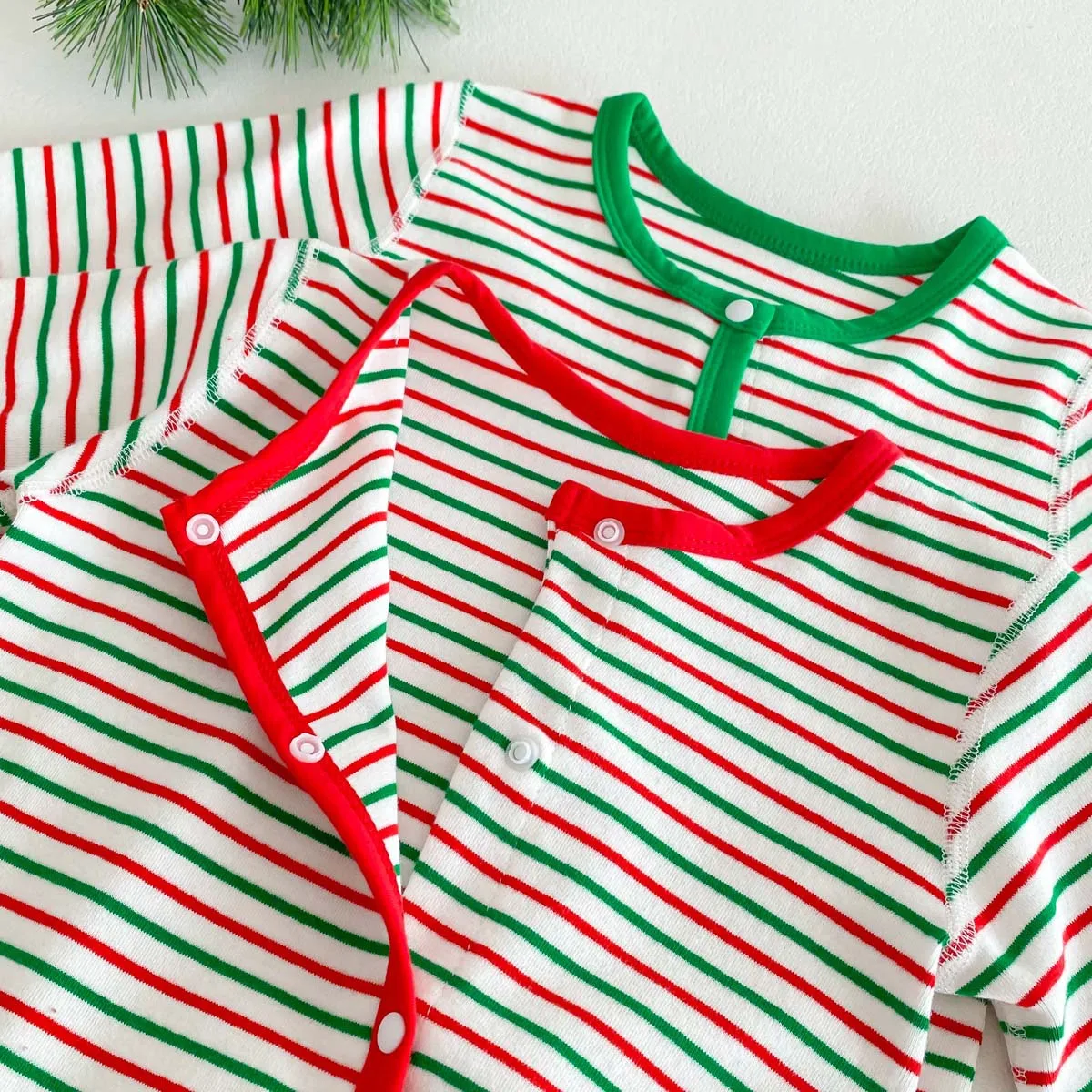 Baby Clothing 2024 Autumn Infant Boys Striped Romper Long Sleeve Jumpsuit Newborn Baby Christmas Onesies And Hat Outfits