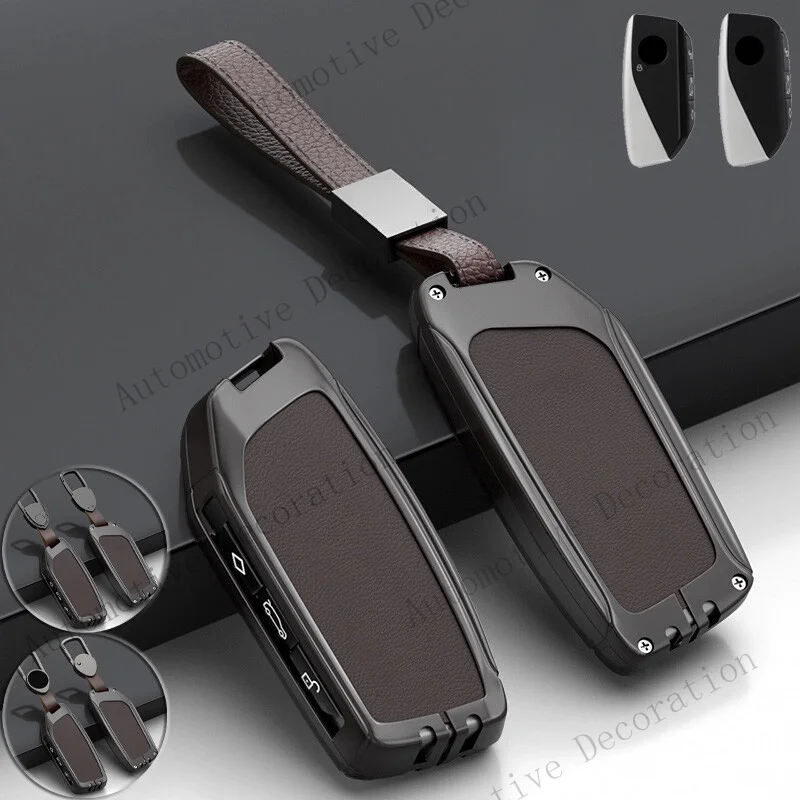 Z+ Zinc Alloy Leather Car Smart Key Fob Case Cover For BMW G07 IX I7 7 Series XM X7