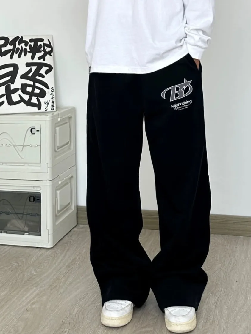 

Мужские летние тонкие прямые свободные спортивные брюки больших размеров для подростков, широкие повседневные брюки из комфортной хлопковой смеси