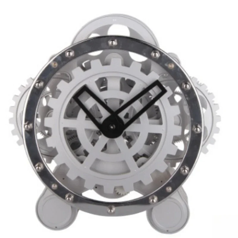 

Living room European-style desk clock Double-leg gear rotating clock Creative Clock Stainless steel decorative watch