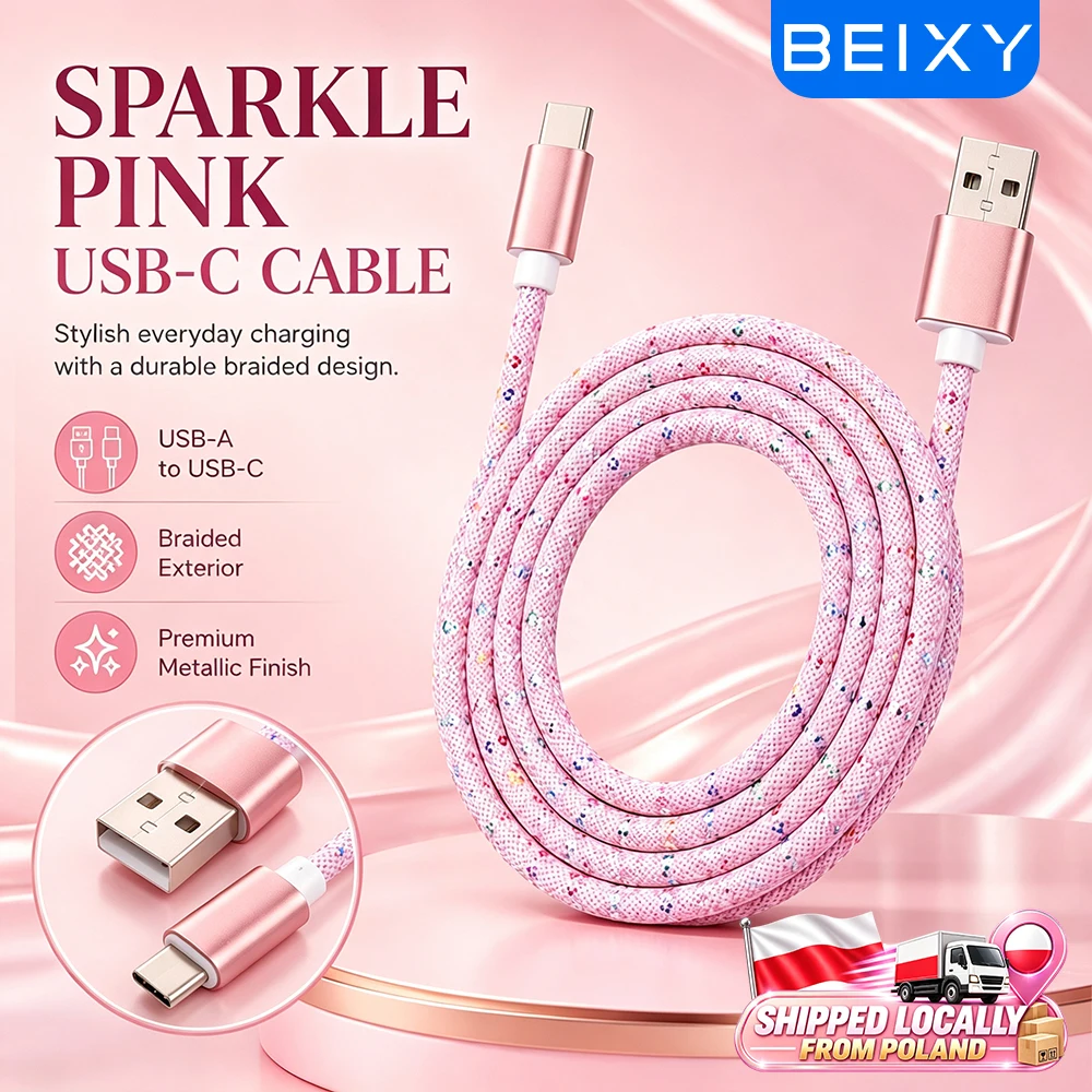 Beixy 3M USB Typ-C Schnellladekabel Mädchen USB-C Verlängerungs-Datenkabel für Huawei Samsung Xiaomi - Langlebige Hochgeschwindigkeits-Synchronisation