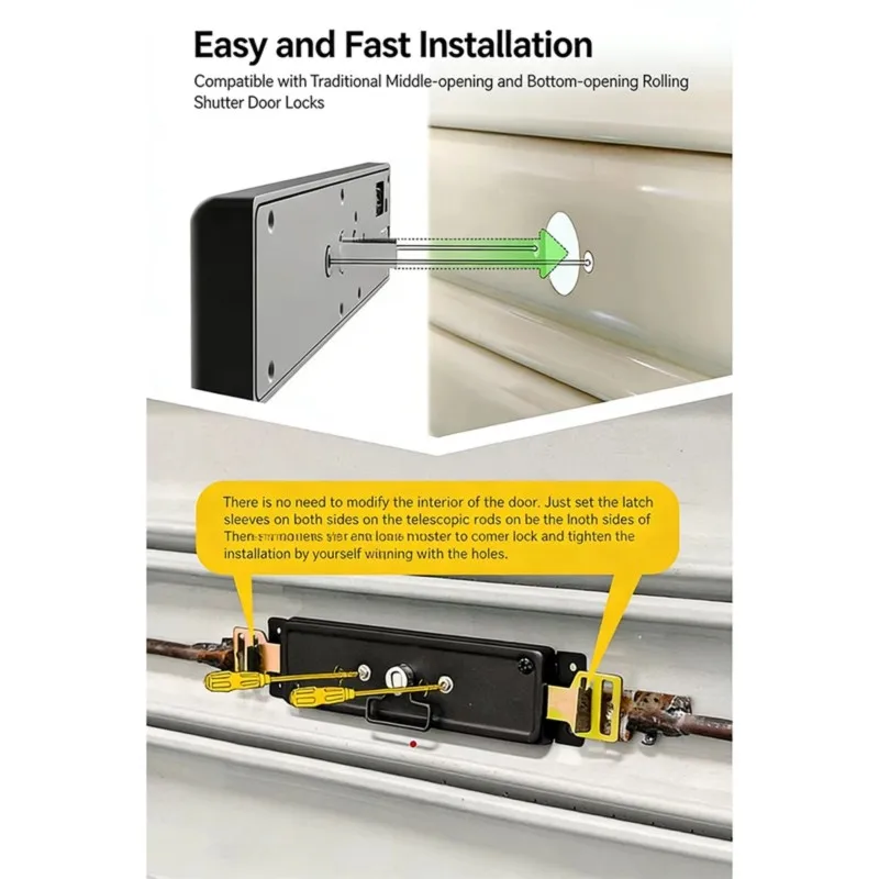 ALIM-Smart Rolling Gate Lock Remote Control Via TUYA Gateway, IP54 Waterproof, Fingerprint Key Included Bottom Mount Installatio