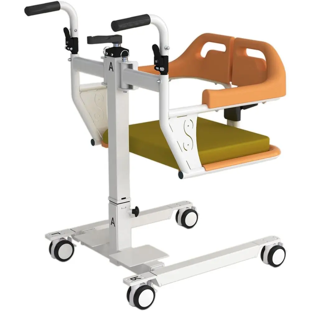 

4-in-1 Portable Transfer Chair for Home and Seniors, Adjustable Height, 180° Split Seat, Seated Assistance Wheelchair