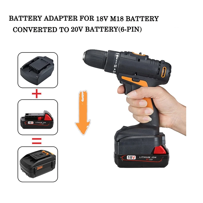 Battery Adapter For Milwaukee 18V M18 Battery Conversion For WORX 20V 6PIN Lithium Battery Tool Converter-T44C