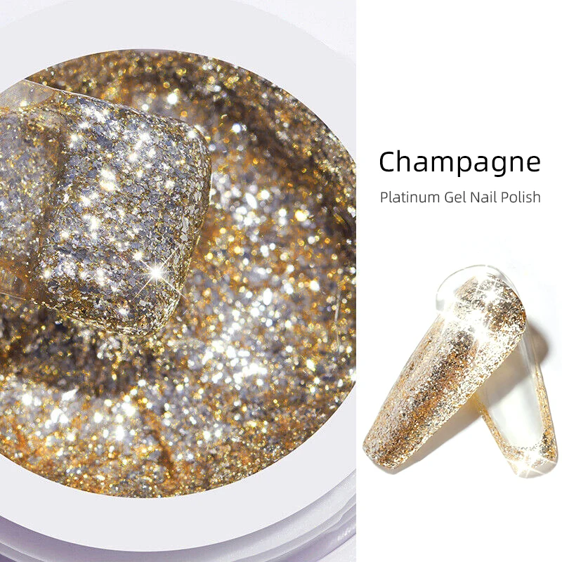 Neue Glitter Gel Polnische Shiny Platin Nagel Gel 5ml Nail art Blinkende Weg Tränken UV Semi Permanent Hybrid Vernis lack Lack