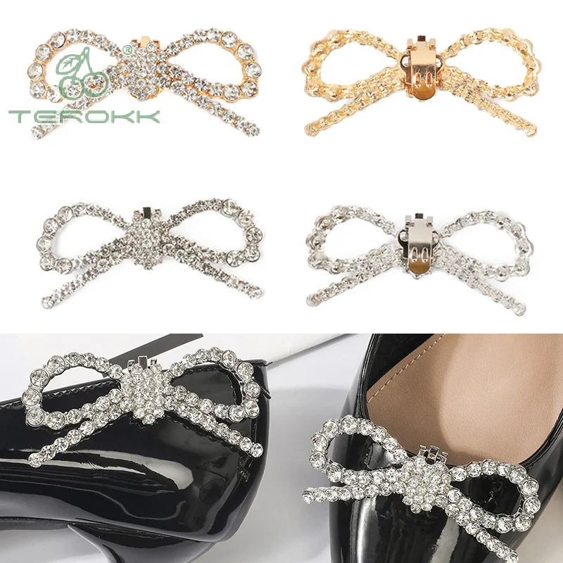 1Pcs DIY Detachable Wedding Shoes High Heel Shoe Accessories Women Shoe Floral Buckle Shoe Clip Alloy Rhinestone Versatile Upper