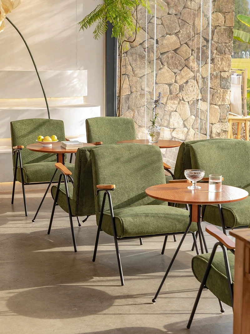 

New milk tea shop table and chair combination dessert shop cafe sofa card seat negotiation book bar