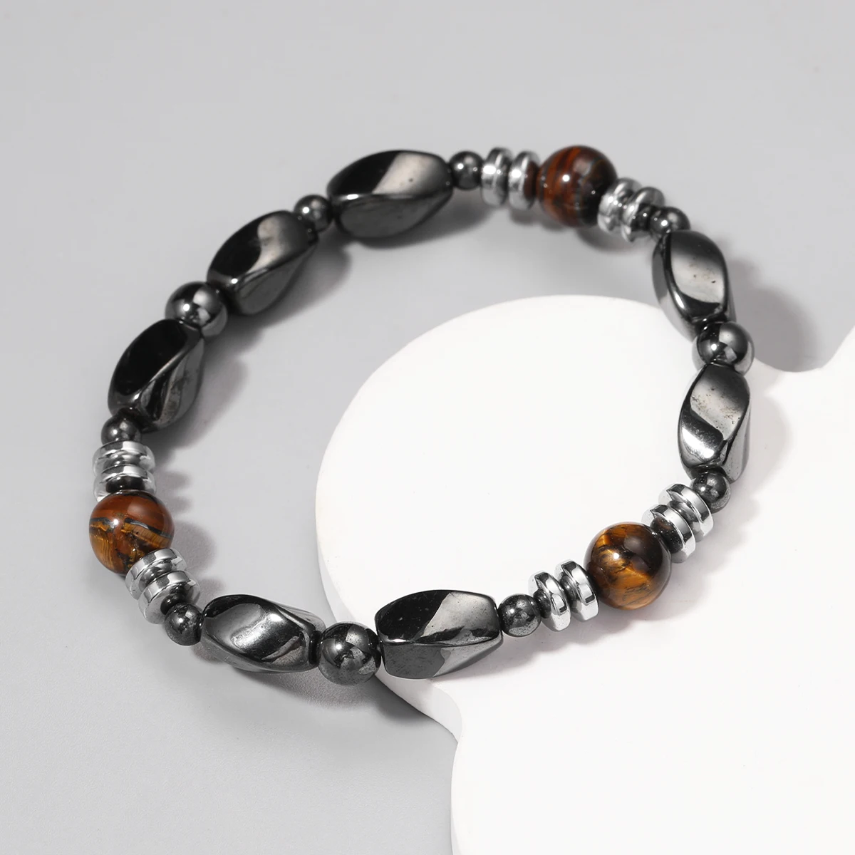 

Men's Hematite Bracelet Natural Stone Tiger Eye Stone Beads Bracelet Couple Bracelet Fashion Friendship Jewelry Holiday Gift